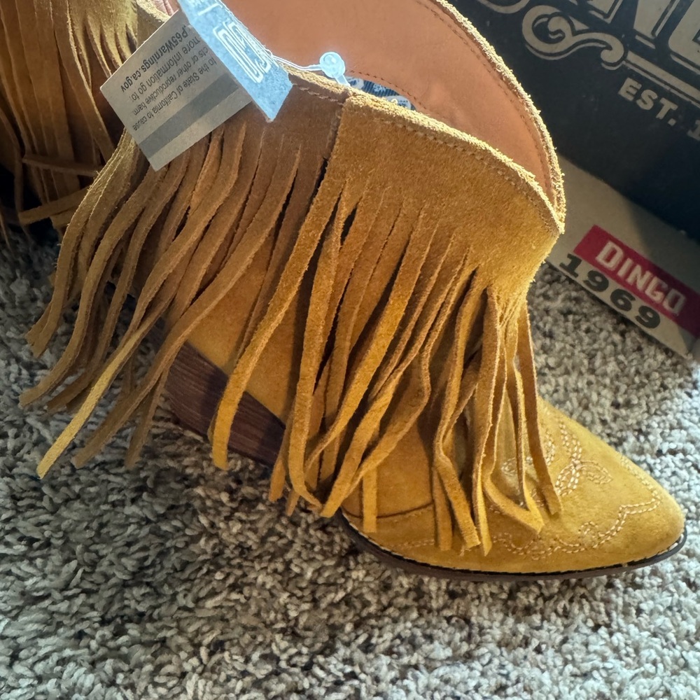 Dingo Women's Mustard Fringe Ankle Boots